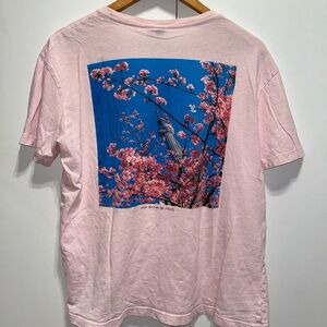 Pink flower graphic tee- needs ironing but no stains